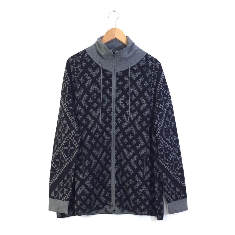 Icelandic Design Gray Black Funnel Neck Zip Jacket